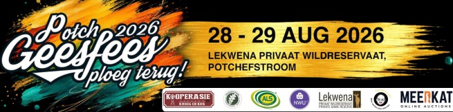 Potch Geesfees 2026 — 28-29 Aug, Lekwena Privaat Wildreservaat